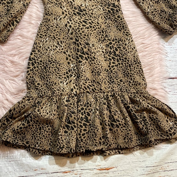 Maeve by Anthropologie Knit Leopard Animal Cut Out Mini Dress sz 0 - Picture 7 of 13